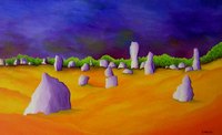Pierres lev&eacute;es - huile sur toile 55x33 cm